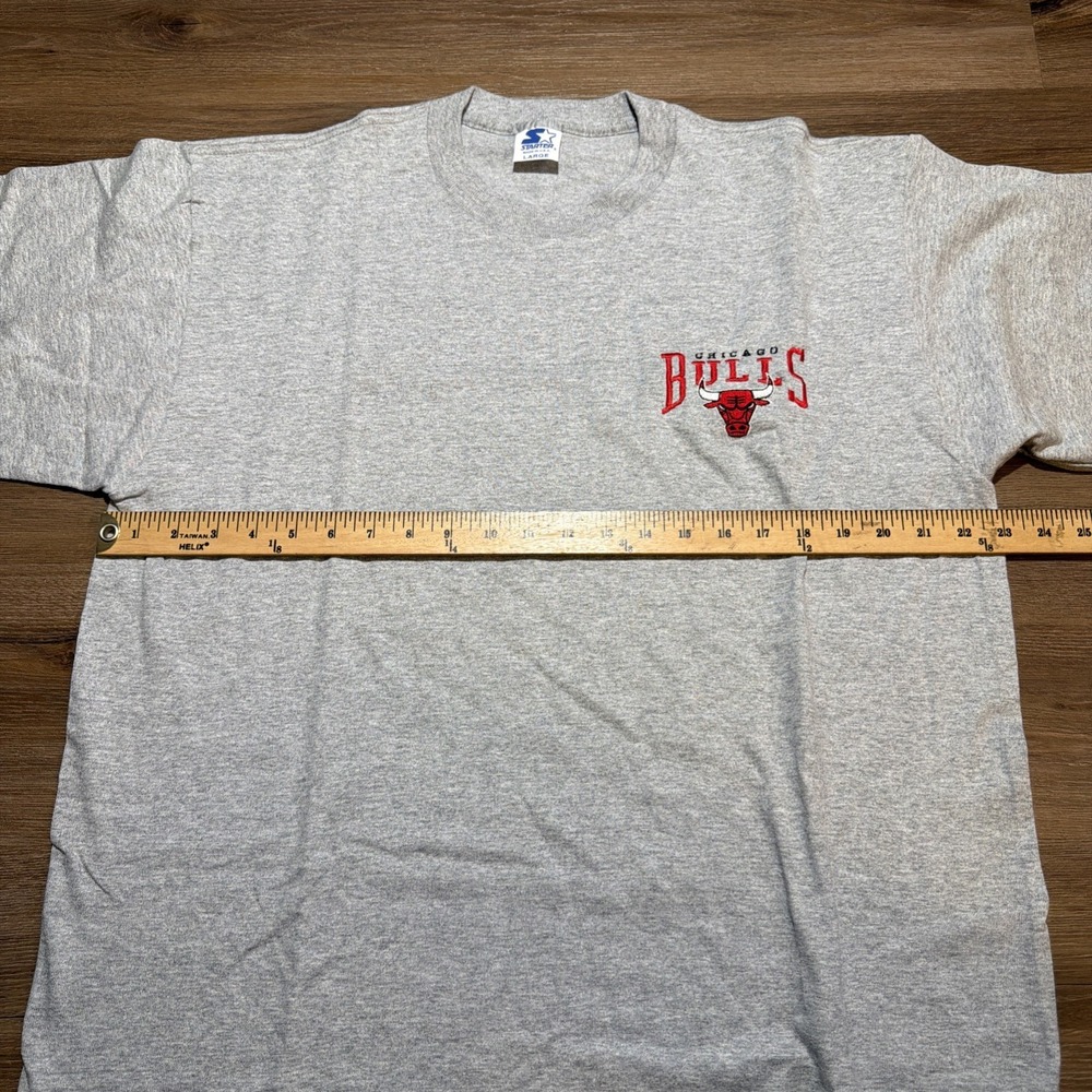 Vintage‎ 90s Chicago Bulls Starter T-Shirt Gray Mens LARGE NBA USA Embroidered - Picture 7 of 12